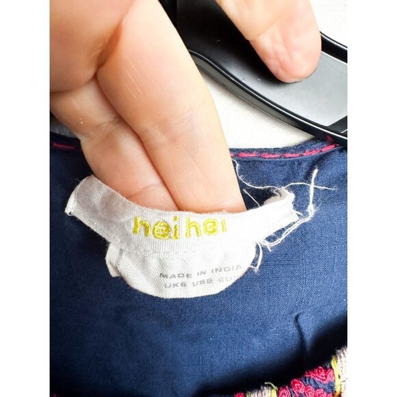 Athropologie Hei Hei Embroidered Button Down Blouse 2 Womens Blue - Picture 7 of 9